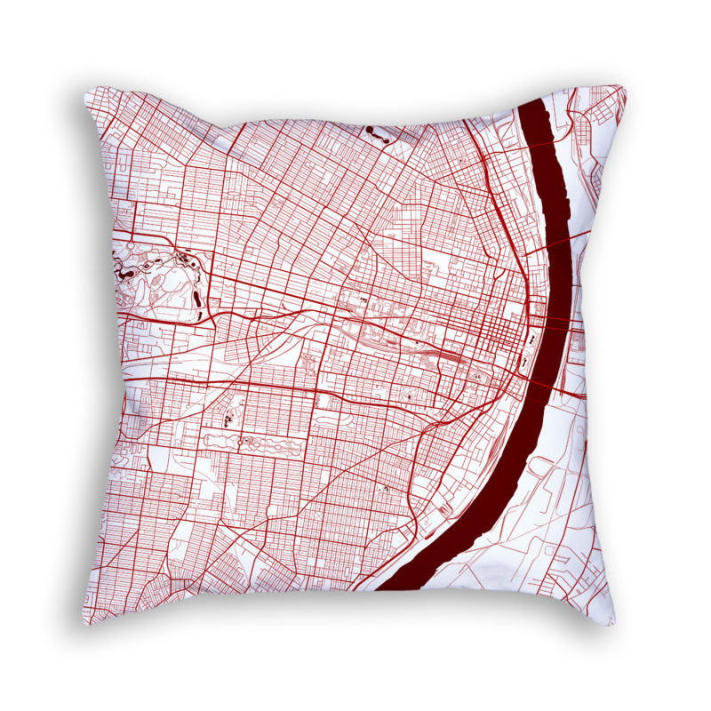 Saint Louis Missouri City Map Art Decorative Throw Pillow