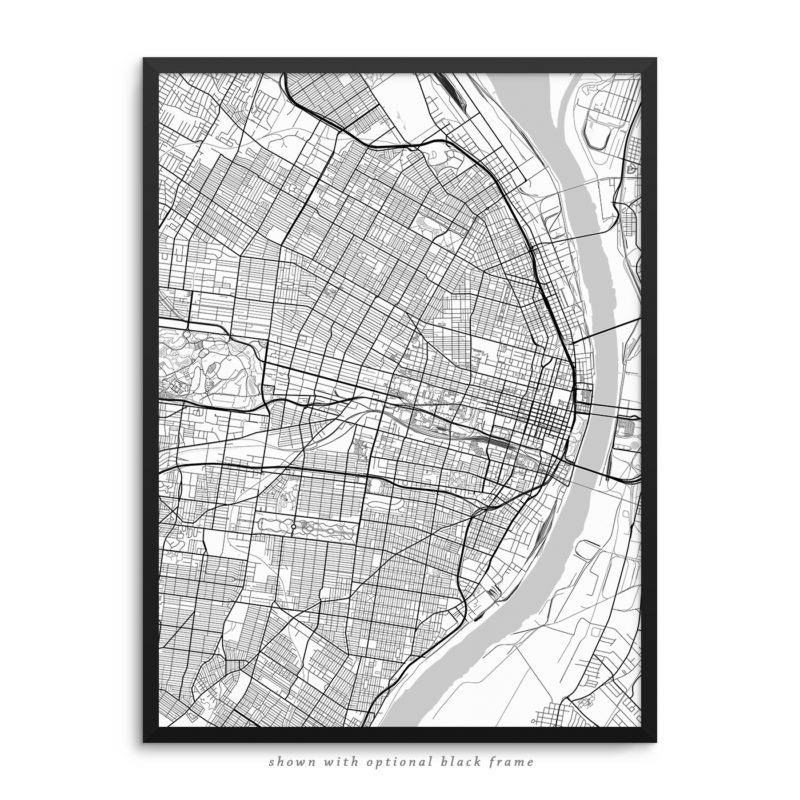 Saint Louis MO City Street Map White Poster