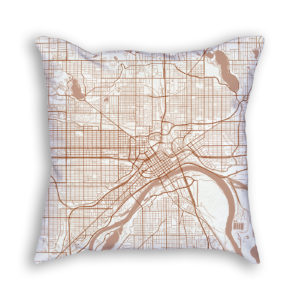 Saint Paul Minnesota City Map Art Decorative Throw Pillow