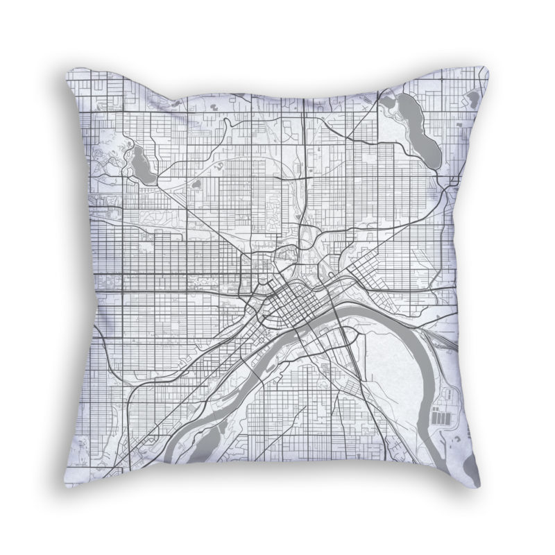 Saint Paul Minnesota City Map Art Decorative Throw Pillow