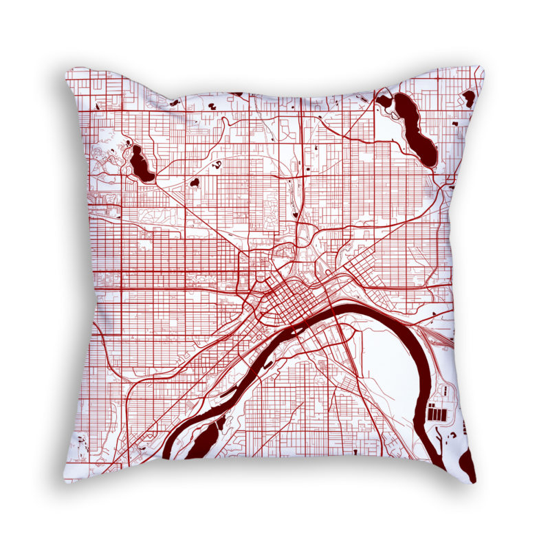 Saint Paul Minnesota City Map Art Decorative Throw Pillow