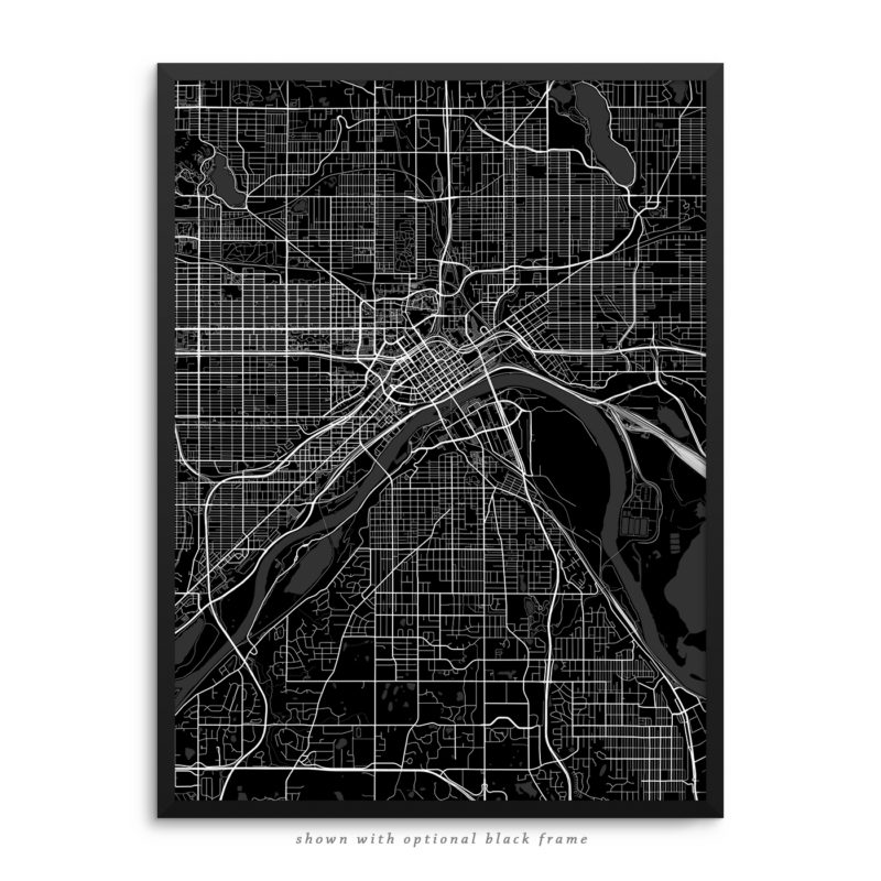 Saint Paul MN City Street Map Black Poster