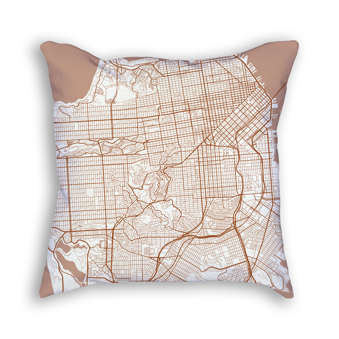San Francisco CA City Map Art Decorative Throw Pillow