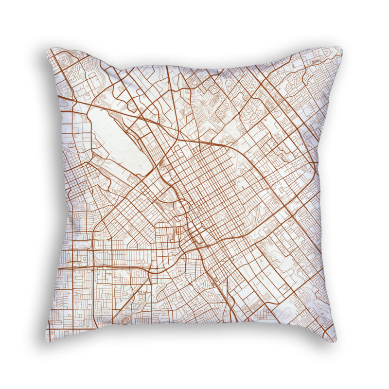 San Jose CA City Map Art Decorative Throw Pillow