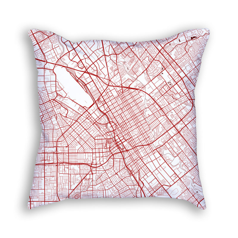 San Jose California City Map Art Decorative Throw Pillow