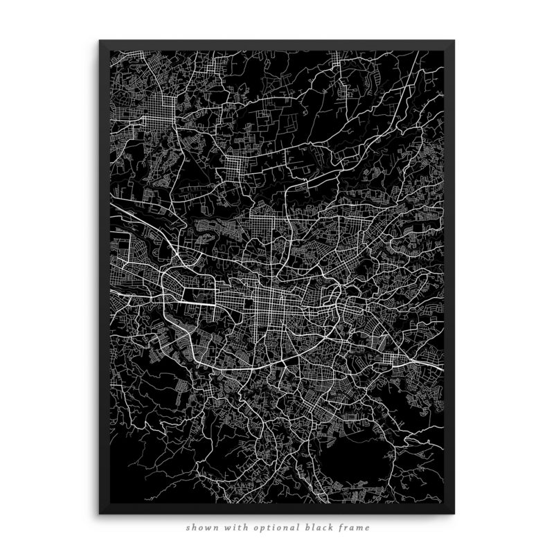 San Jose Costa Rica City Street Map Black Poster