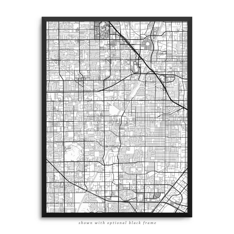 Santa Ana CA City Street Map White Poster