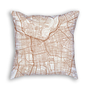 Santiago Chile City Map Art Decorative Throw Pillow