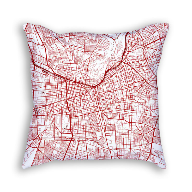 Santiago Chile City Map Art Decorative Throw Pillow