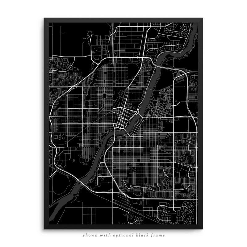 Saskatoon Canada City Street Map Black Poster