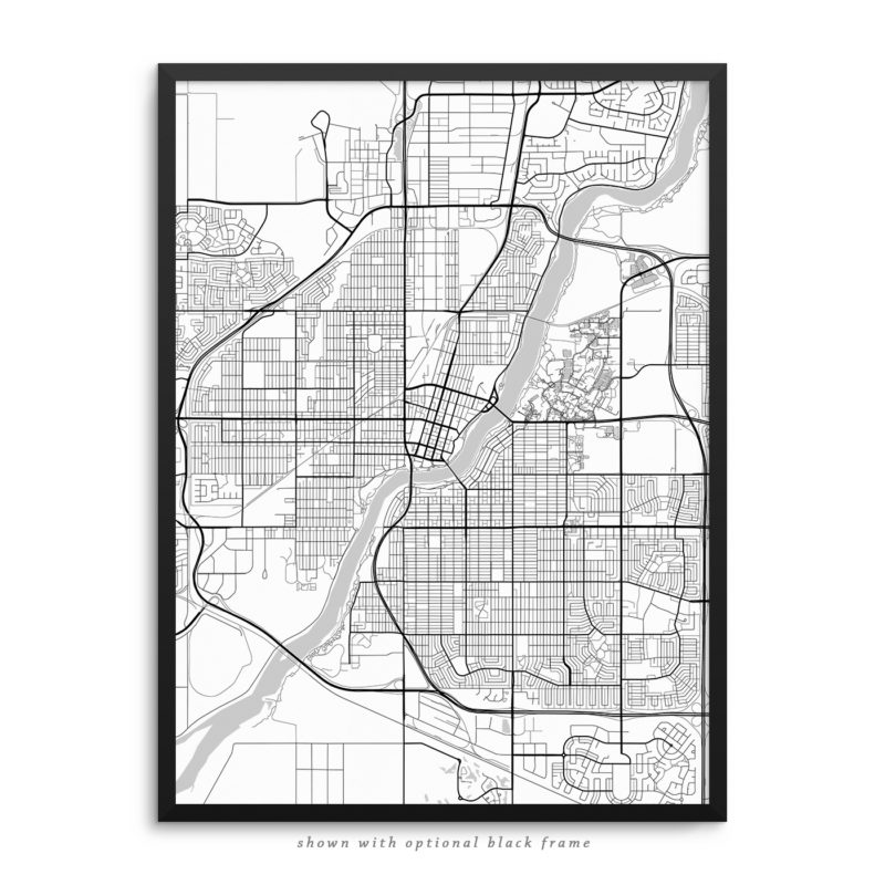 Saskatoon Canada City Street Map White Poster