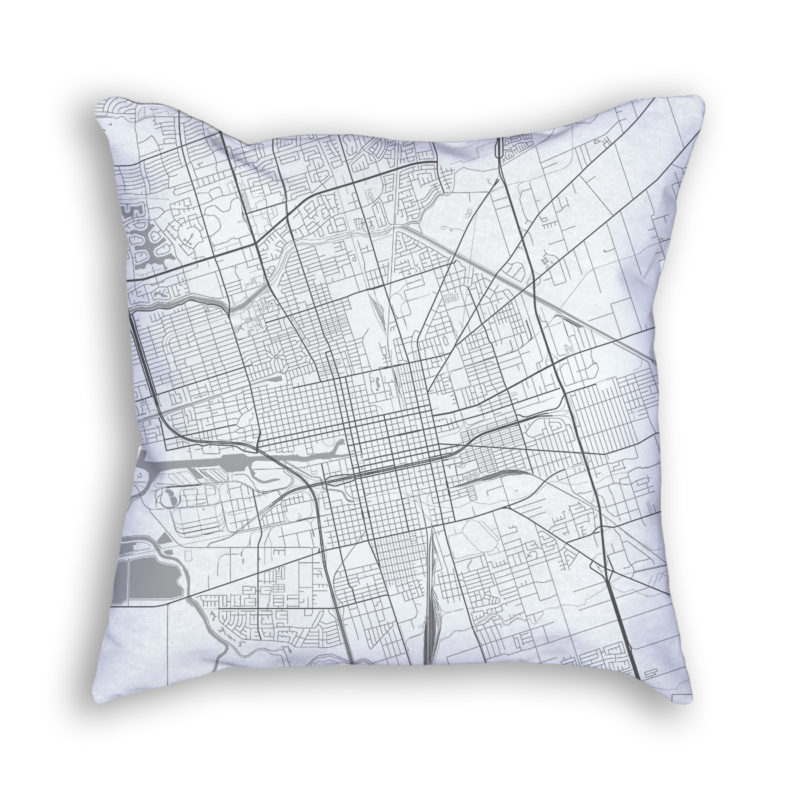 Stockton California City Map Art Decorative Throw Pillow