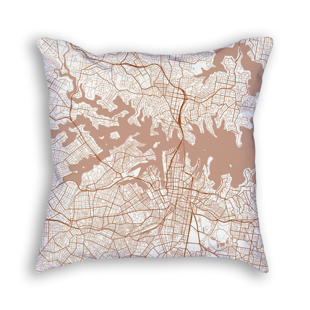 Sydney Australia Throw Pillow City Map Decor