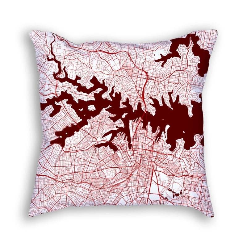 Sydney Australia City Map Art Decorative Throw Pillow