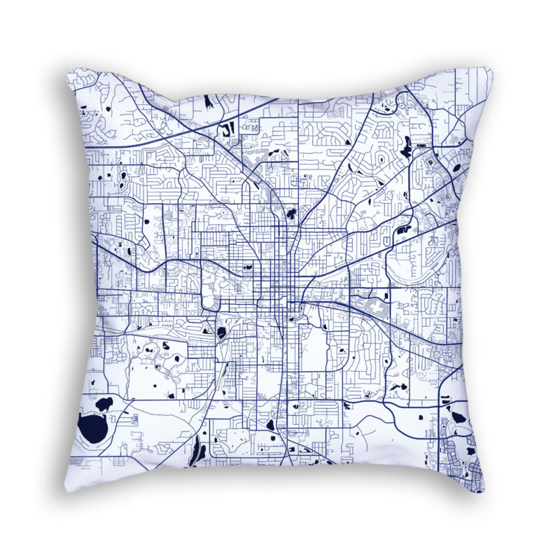 Tallahassee Florida City Map Art Decorative Throw Pillow