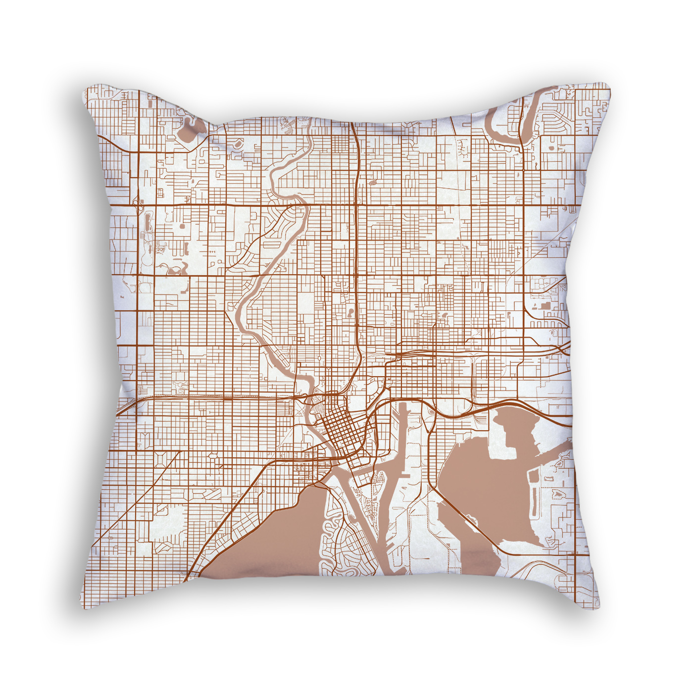 Tampa Florida City Map Art Decorative Throw Pillow