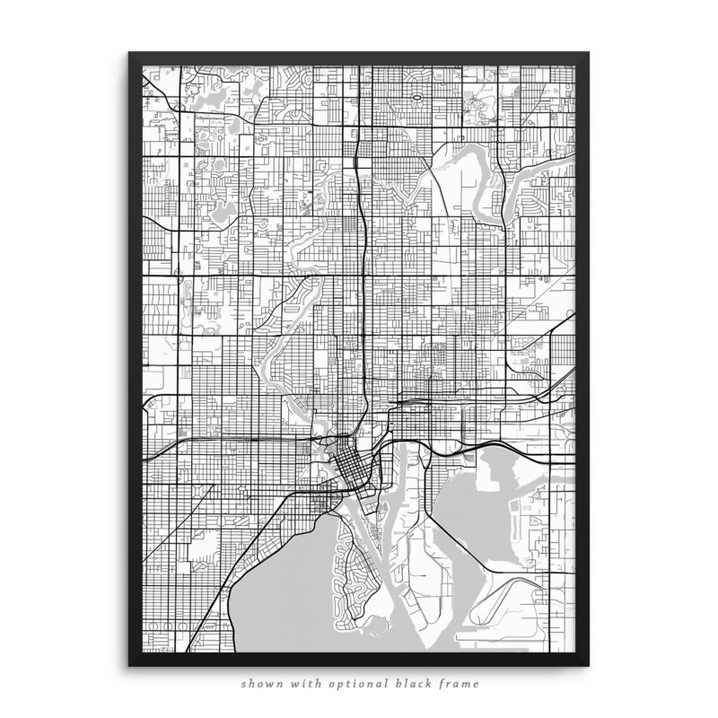 Tampa FL City Street Map White Poster