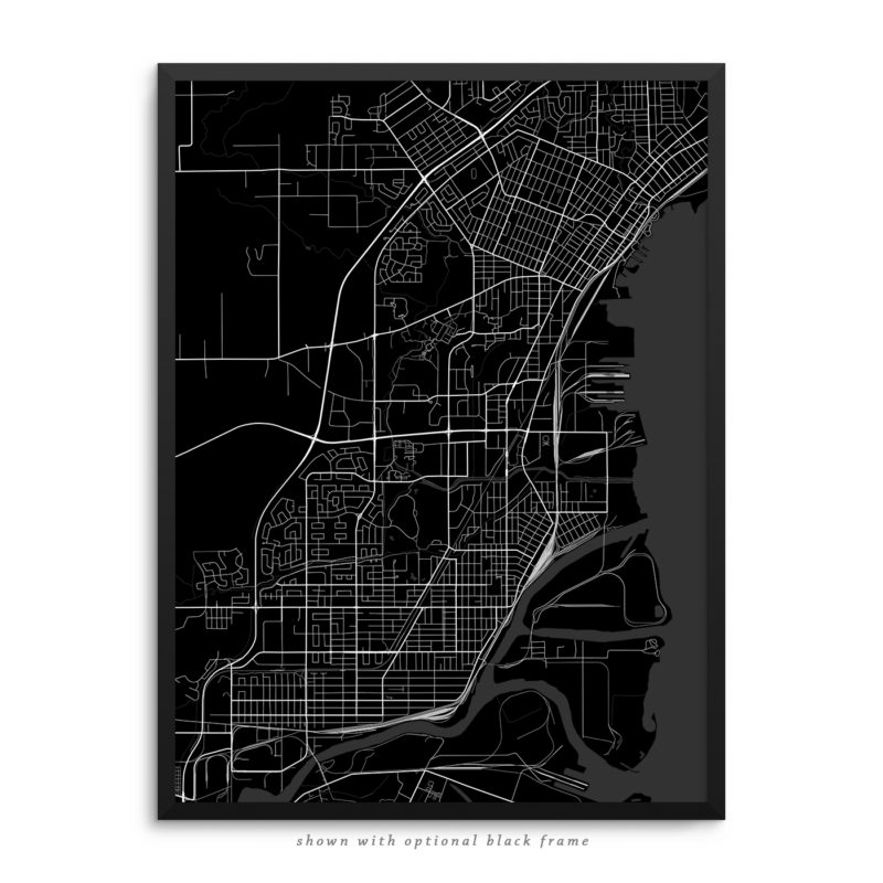 Thunder Bay Canada City Street Map Black Poster