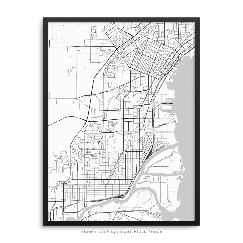 Thunder Bay Canada City Street Map White Poster