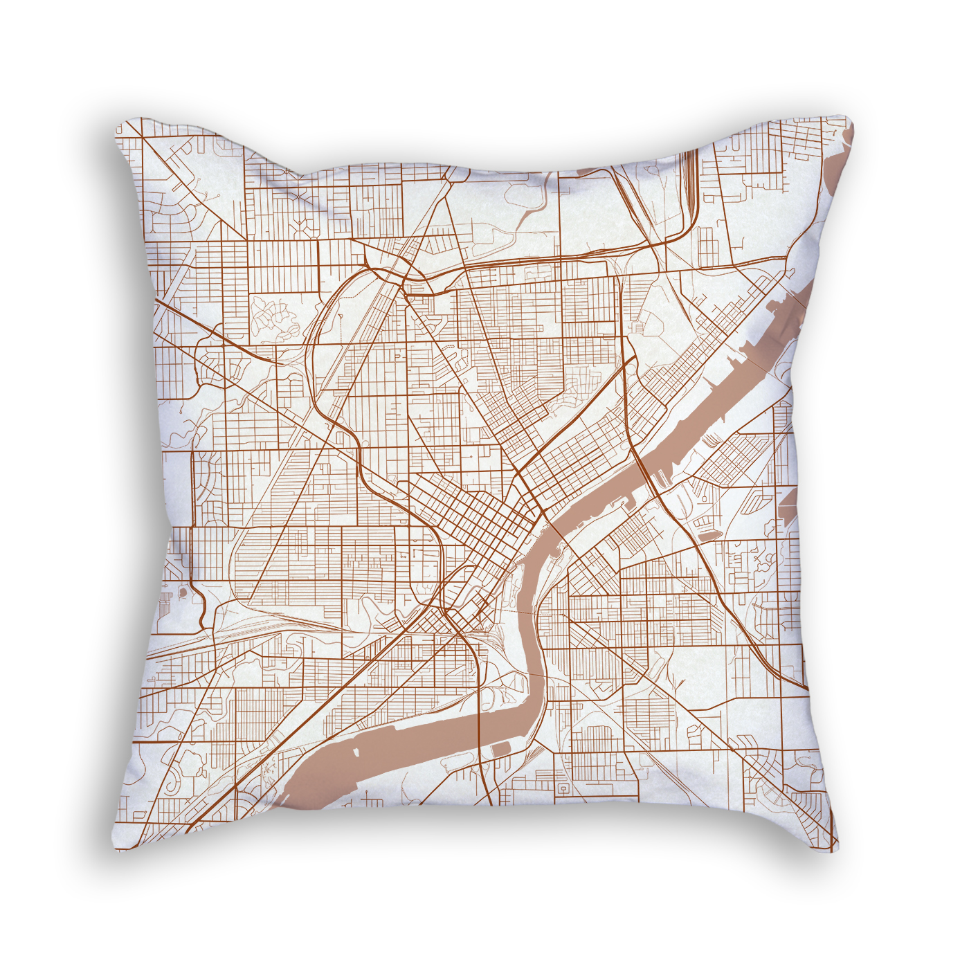 Toledo OH City Map Art Decorative Throw Pillow