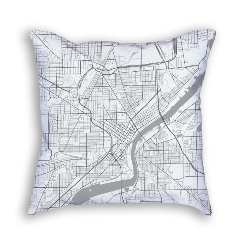 Toledo Ohio City Map Art Decorative Throw Pillow