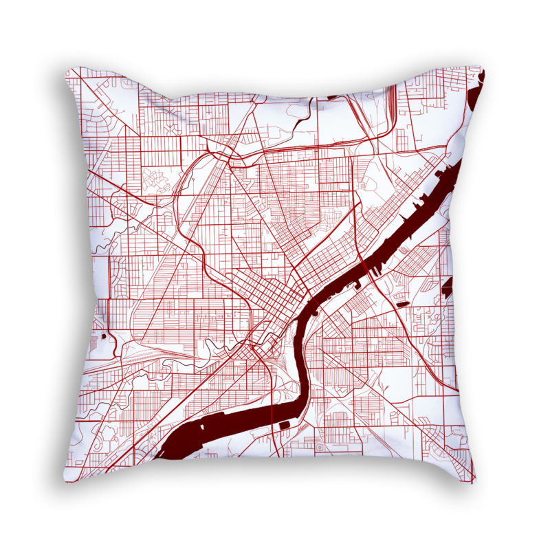 Toledo Ohio City Map Art Decorative Throw Pillow