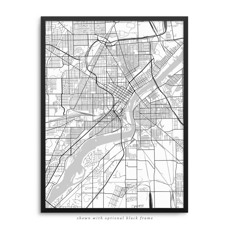 Toledo OH City Street Map Black Poster