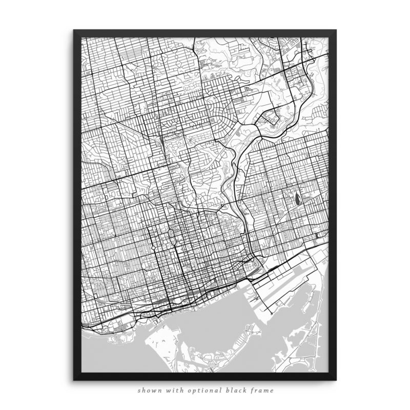 Toronto Canada City Street Map White Poster