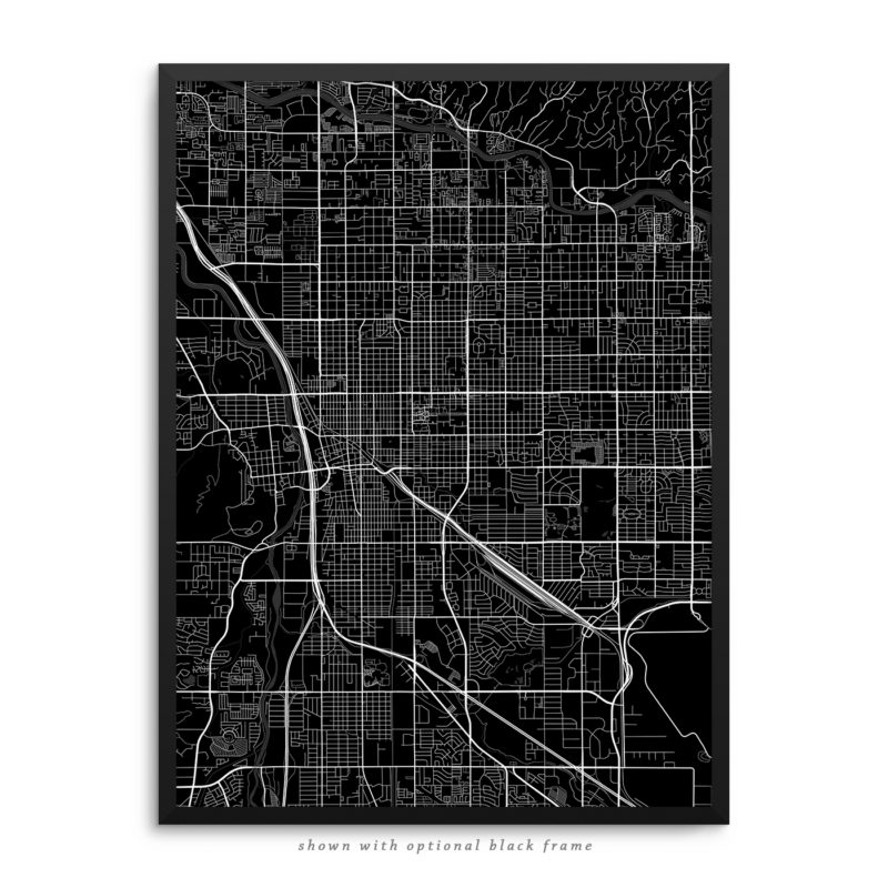 Tucson AZ City Street Map Black Poster