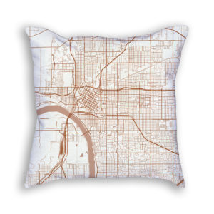 Tulsa Oklahoma City Map Art Decorative Throw Pillow