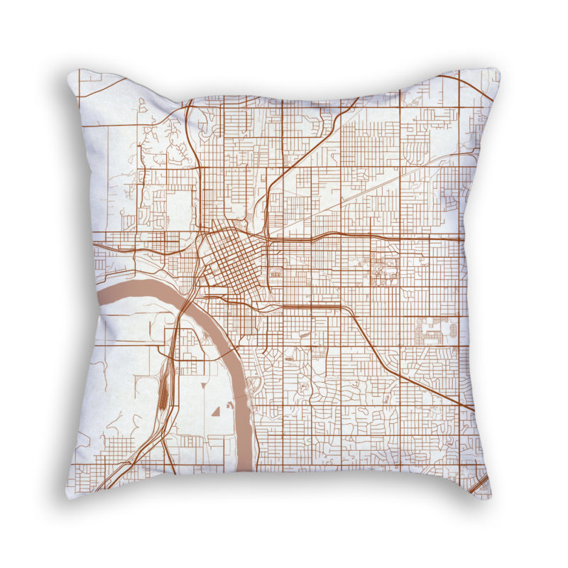 Tulsa Oklahoma City Map Art Decorative Throw Pillow
