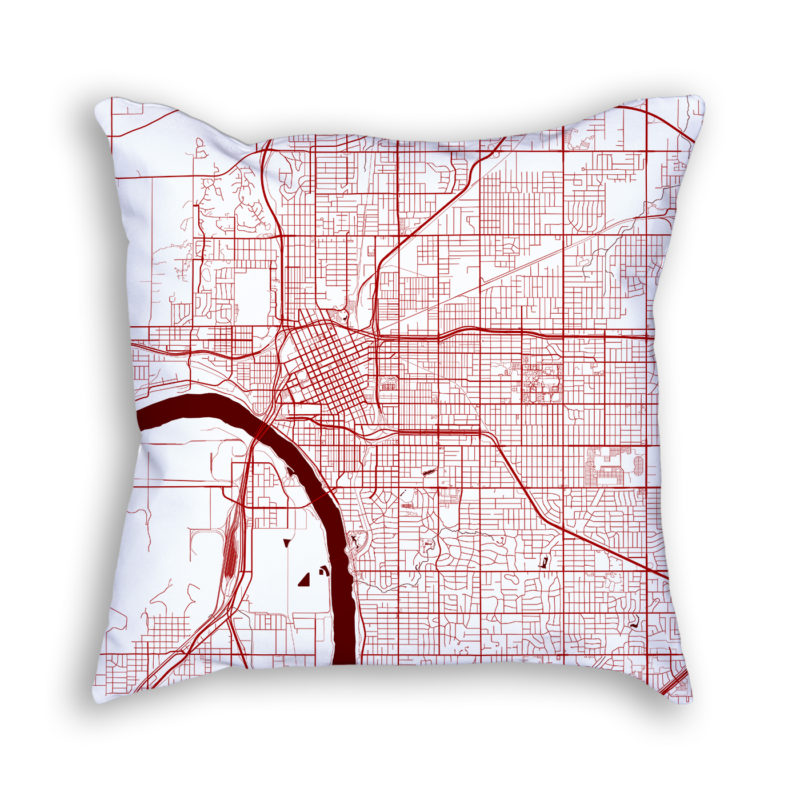 Tulsa Oklahoma City Map Art Decorative Throw Pillow