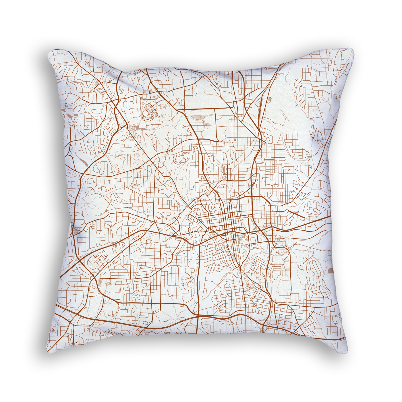 Winston-Salem NC City Map Art Decorative Throw Pillow