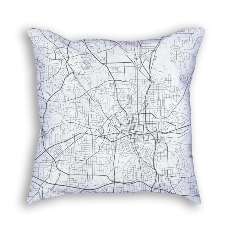 Winston-Salem North Carolina City Map Art Decorative Throw Pillow