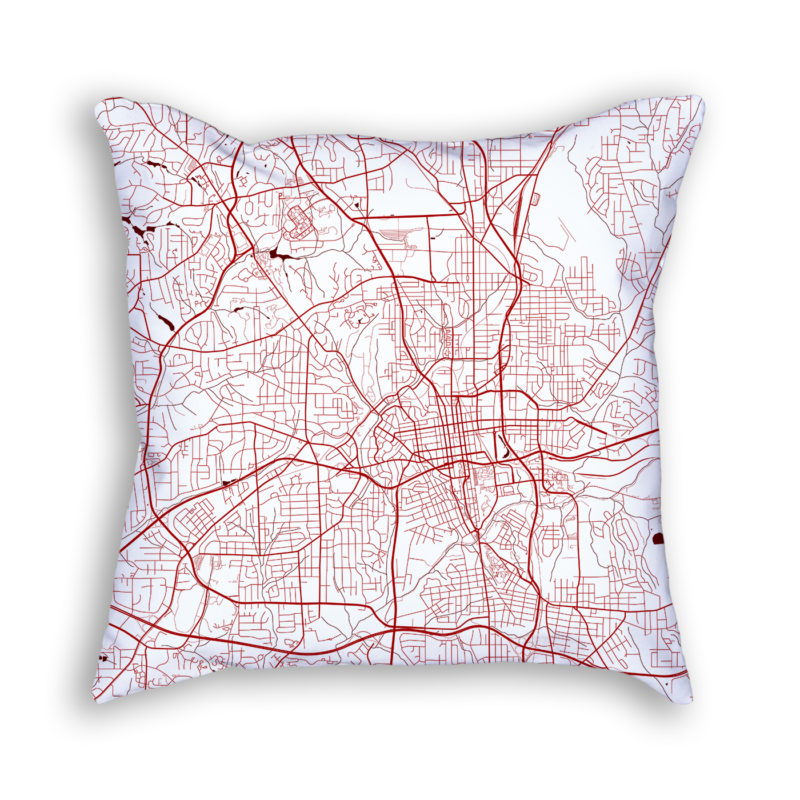 Winston-Salem North Carolina City Map Art Decorative Throw Pillow