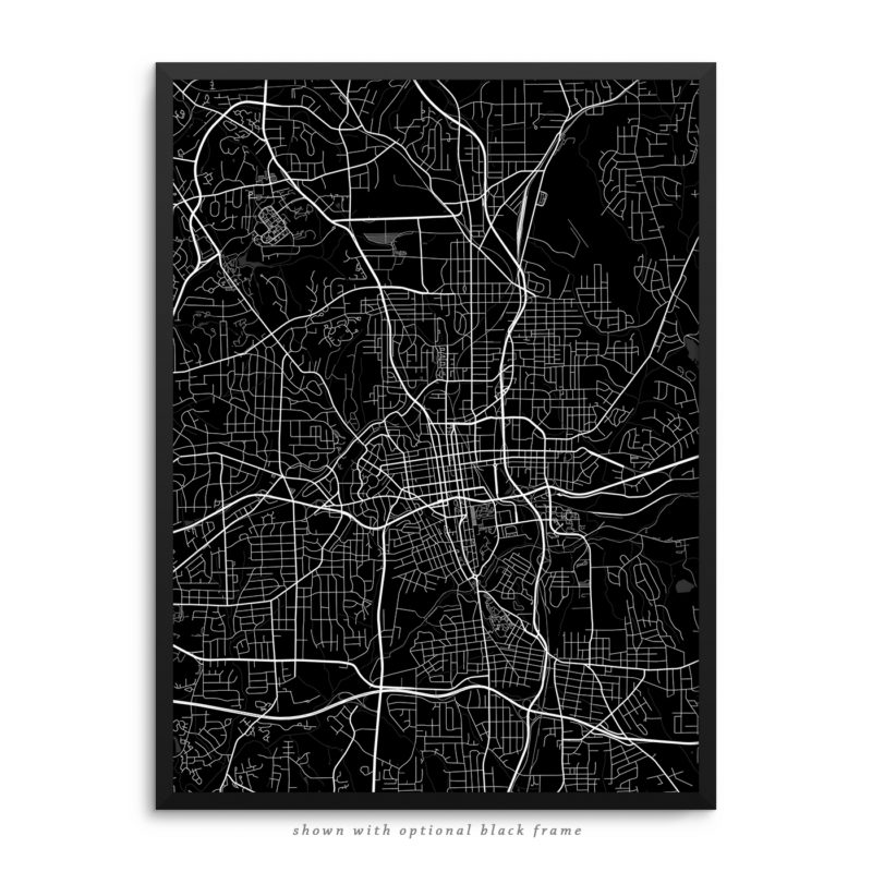Winston-Salem NC City Street Map Black Poster