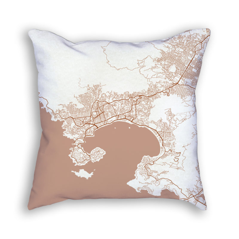 Acapulco Mexico City Map Art Decorative Throw Pillow