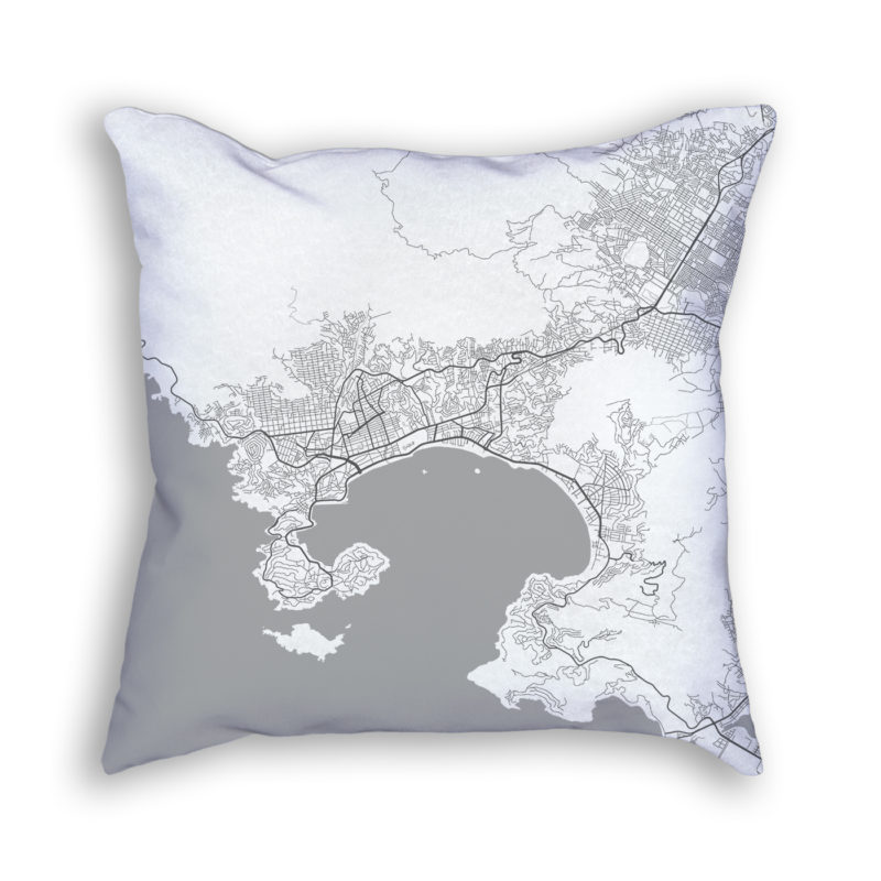 Acapulco Mexico City Map Art Decorative Throw Pillow