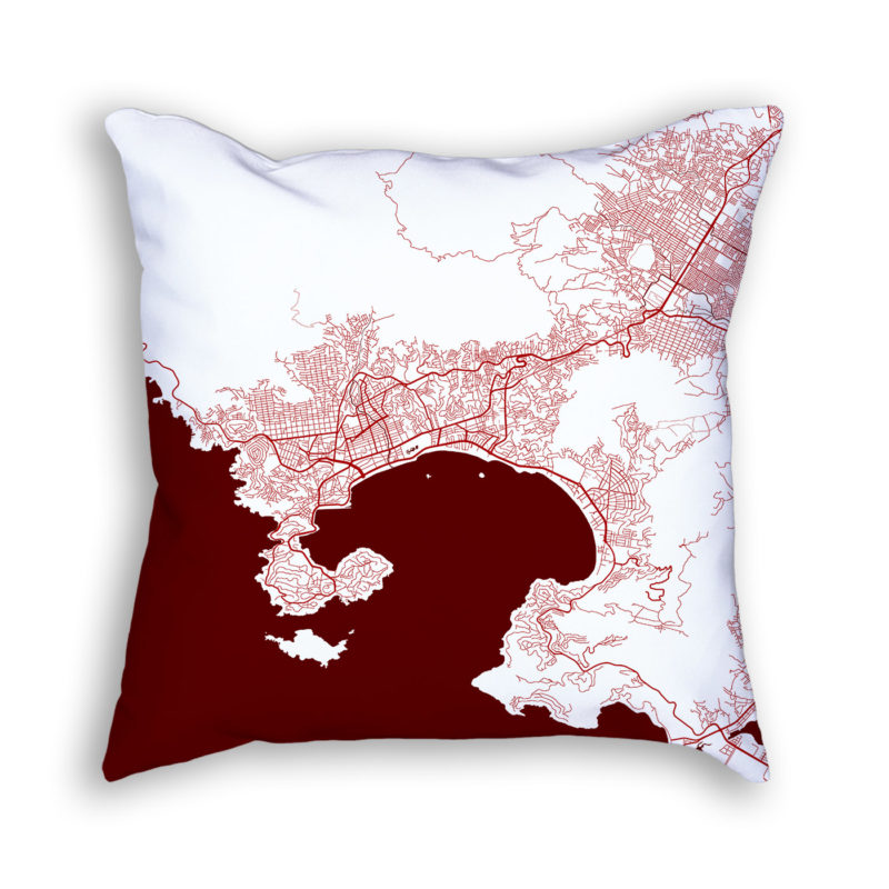 Acapulco Mexico City Map Art Decorative Throw Pillow