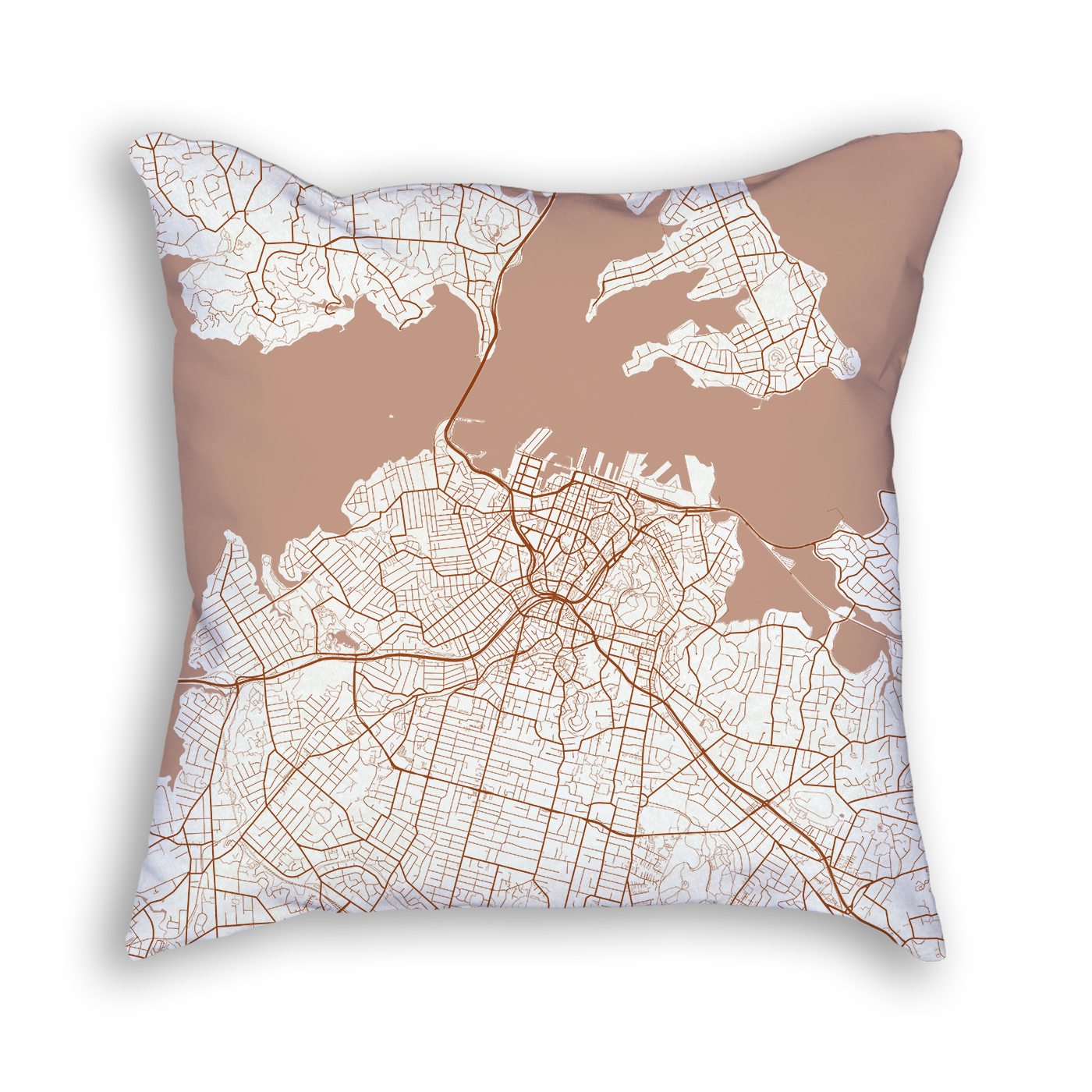 Auckland New Zealand City Map Art Decorative Throw Pillow