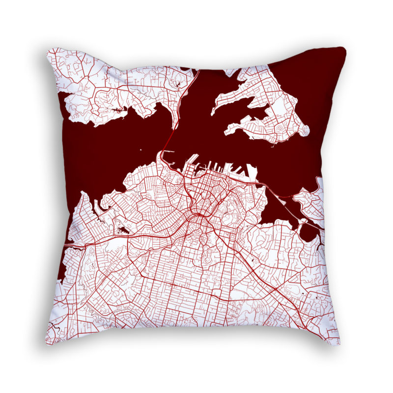 Auckland New Zealand City Map Art Decorative Throw Pillow
