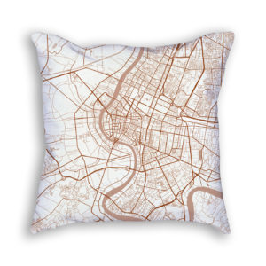 Bangkok Thailand City Map Art Decorative Throw Pillow