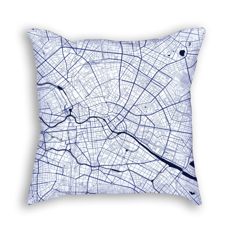 Berlin Germany City Map Art Decorative Throw Pillow