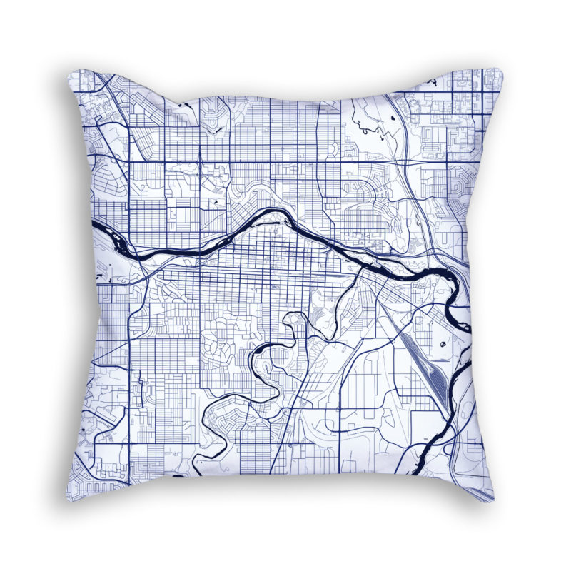 Calgary Canada City Map Art Decorative Throw Pillow