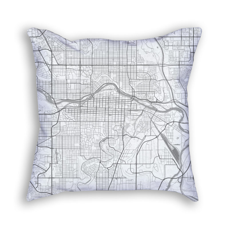 Calgary Canada City Map Art Decorative Throw Pillow