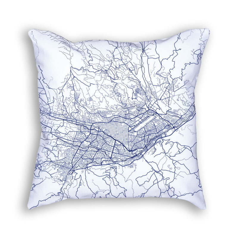 Cuenca Ecuador City Map Art Decorative Throw Pillow