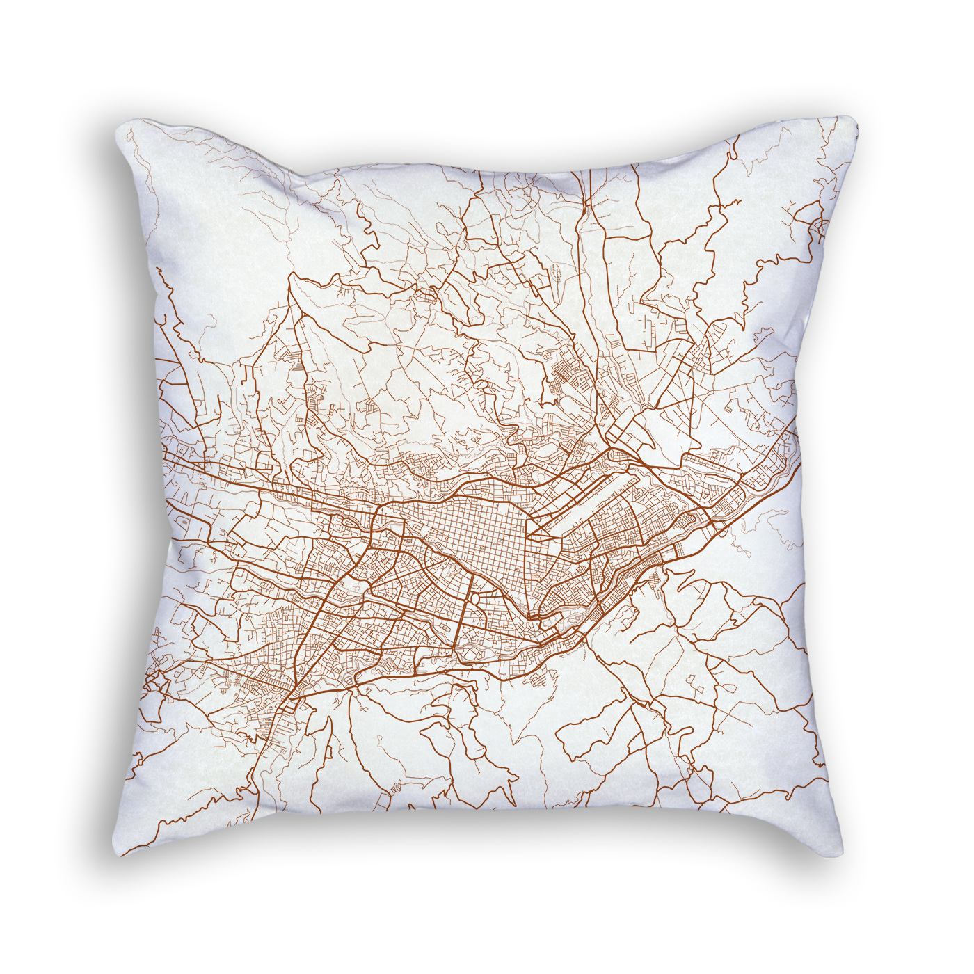 Cuenca Ecuador City Map Art Decorative Throw Pillow