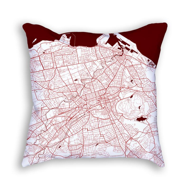 Edinburgh Scotland City Map Art Decorative Throw Pillow