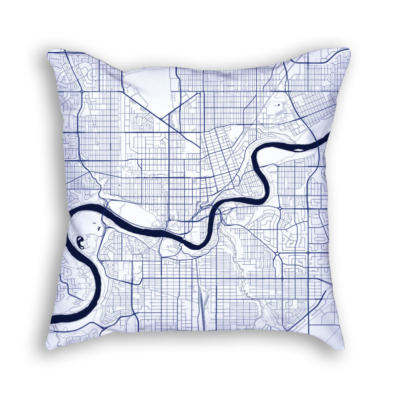 Edmonton Canada City Map Art Decorative Throw Pillow