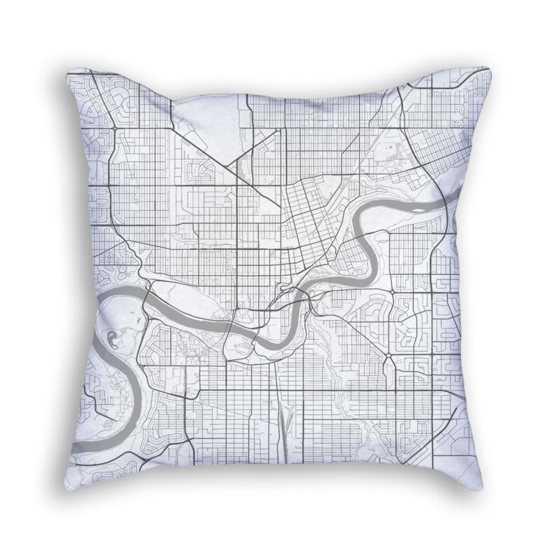 Edmonton Canada City Map Art Decorative Throw Pillow